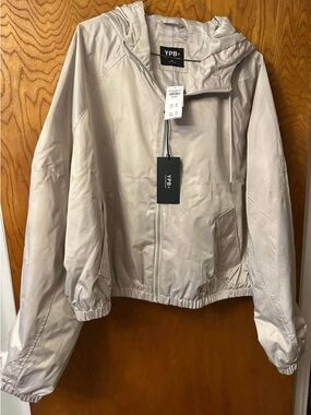 Abercrombie YPB Beige Hooded Windbreaker Jacket - Women size XXL